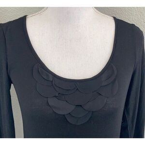 Banana Republic Flower Petal Neckline Stretch 3/4 Sleeve Blouse Size Small